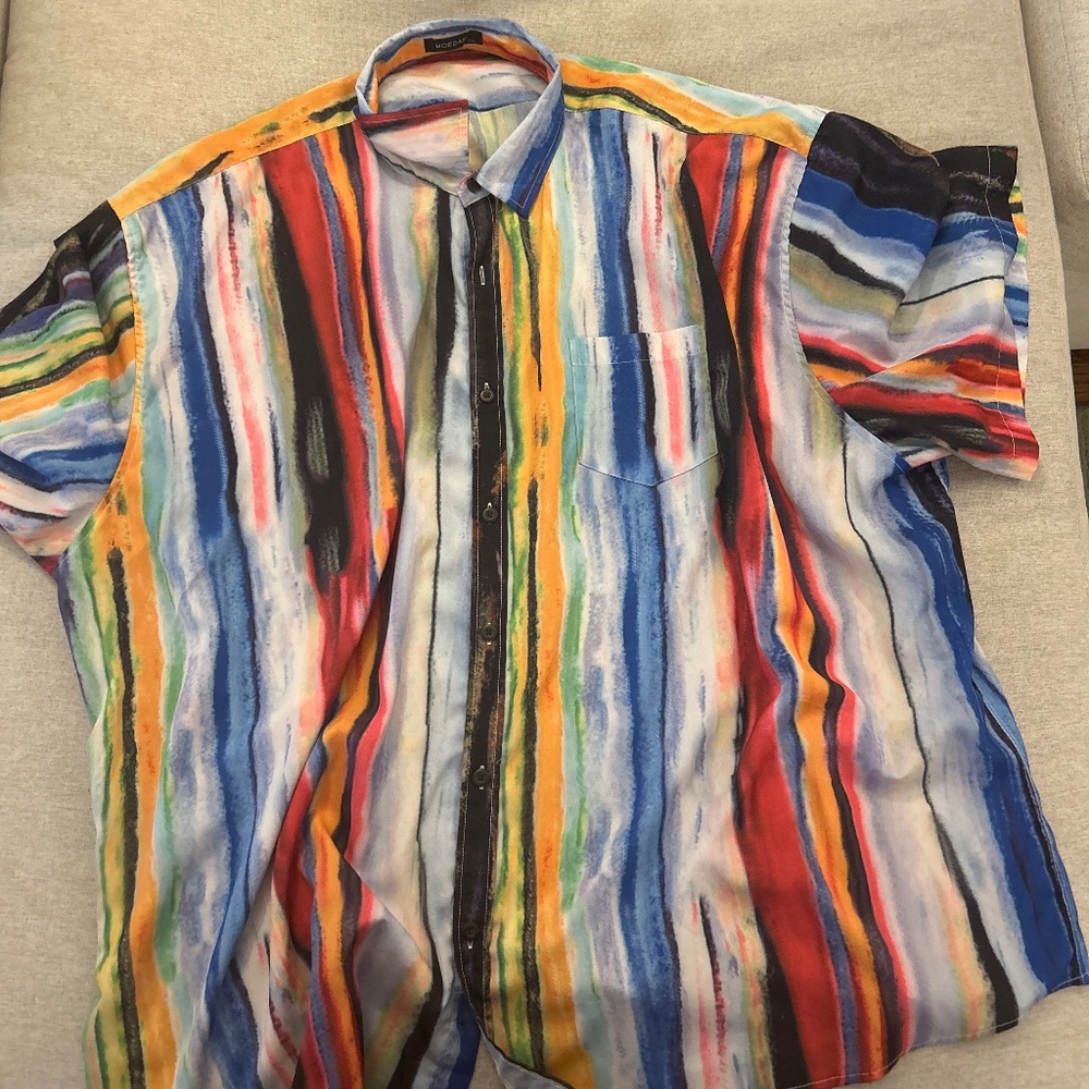 5xl rainbow multi color button up shirt